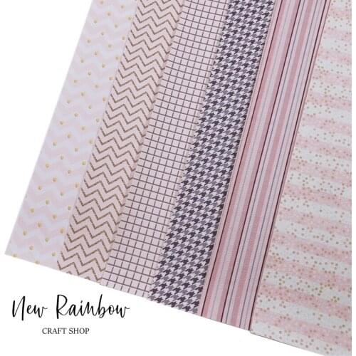 New Rainbow 22x30cm/A4 Lovely Polka & Stripes Litchi Pattern Faux Leather Bows Making Material, Nice DIY Handmade Craft Fabric