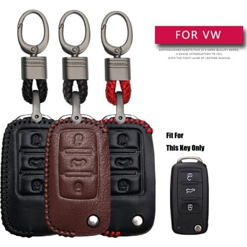 Car key Protect cover For Volkswagen POLO Bora Beetle Tiguan Passat B5 B6 Golf 6 MK5 MK6 Eos TSI Leather Case Cover keychain