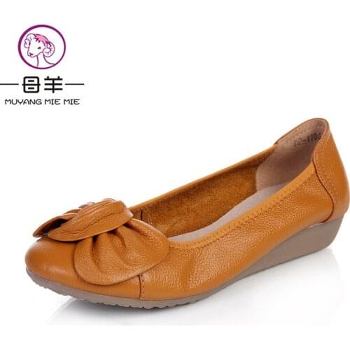 Plus Size(34-43) Women Genuine Leather Flat Shoes Woman Loafers 2019 New Fashion Single Casual Shoes Women Flats