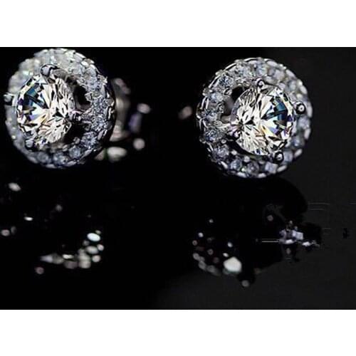1pair favorable earring Women gift white silver plated stud smart Fashion Earrings For Women