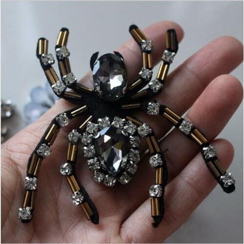 1Pcs Rhinestone Spider Beaded Patch for Clothing Sewing on Beading Applique Shirt Shoes Bags Apparel DIY Decoration Patches