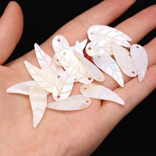 10Pcs Natural Freshwater Shell Pendant Leaf-Shaped Loose Beads For Jewelry Making DIY Necklace Earrings Accessory