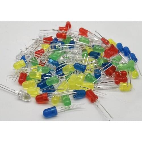 100pcs 5mm LED Diode 5 mm Assorted Kit White Green Red Blue Yellow Orange Pink Purple Warm white DIY Light Emitting Diode