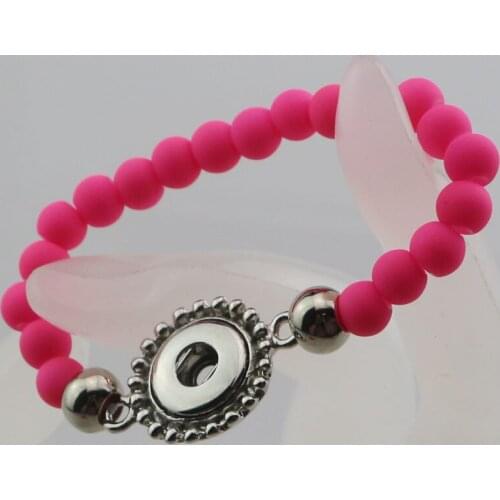 2PC 10Colors! 15cm Children 12mm metal Snap Metal Button Bracelets Jewelry 6mm Acrylic Rubber Beads Bracelets For Kids Girls