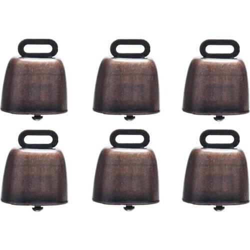 6PCS Pet Anti-Lost Red Copper Bell Cattle Horse Sheep Grazing Bell Dog Potty Training Doorbell