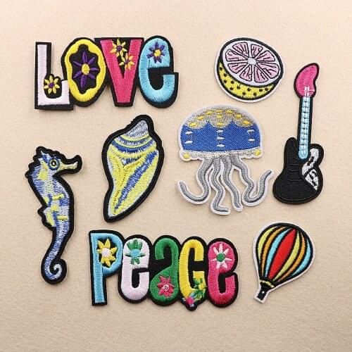 PGY Sew On Applique Rainbow Letter Animal Patch Cheap Embroidery Iron On Cartoon Patches For Kids Clothes Jacket Hat Badges