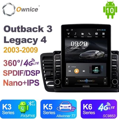 Ownice Android 10.0 Car Radio for Subaru Outback 3 Legacy 4 2003-2009 GPS 2 Din Auto Audio System Stereo Player Tesla Style