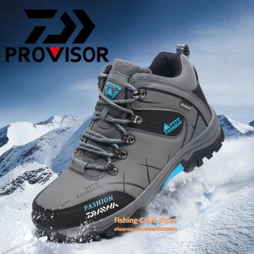 Daiwa Men Winter Snow Boots Waterproof Non-slip Warm Fishing Shoes Outdoor Male Hiking Boots Rubber Wear-resistant Work Shoes