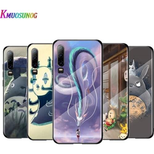 Anime Spirited Away For Huawei P40 P30 P20 P10 Pro Plus Lite 5G 2019 Tempered Glass Cover Shell Luxury Phone Case