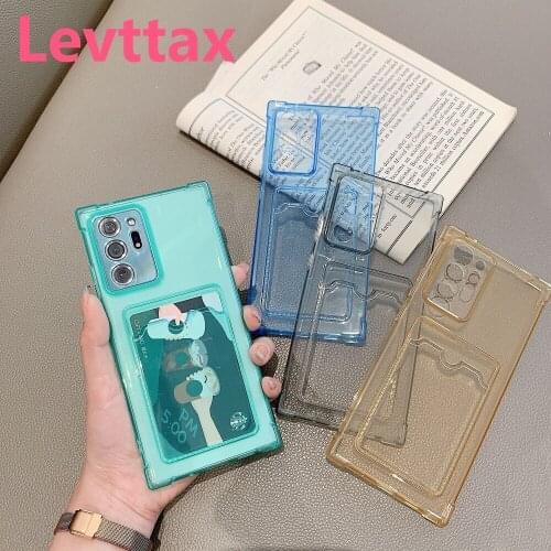 10Pcs Card Slot Bag Back Case For Samsung Galaxy S21 Note20 S20 Ultra Clear Soft TPU Cover for Samsung S10 Plus A32 52 72 S20FE