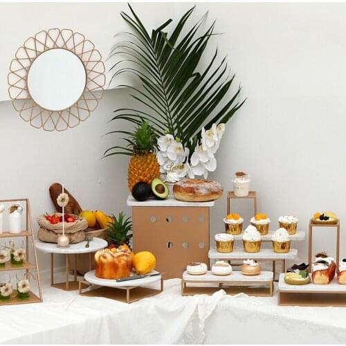 Champagne Dessert Tableware Cake Stands Set for Wedding Birthday Princess Baby Shower Party Cupcake Plates Dinnerware Food Tray