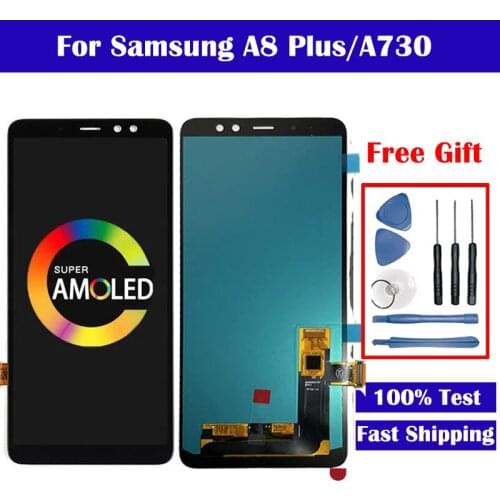 Super AMOLED For Samsung Galaxy A8 Plus 2018 A730 LCD Display With Touch Screen Digitizer Assembly Black Free Shipping