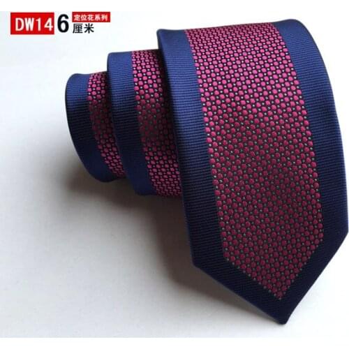 6cm Designers Skinny Ties Red Dots with Blue Border Necktie