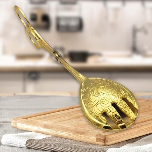 Food Tong Gold-plated Snack Cake Clip Salad Bread Pastry Clamp Baking Barbecue Tool Fruit Salad Cake Clip Kitchen