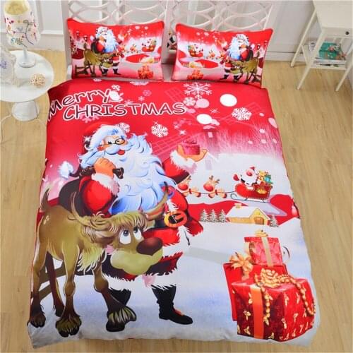 Merry Christmas Bedding Set Home Textile Cartoon Santa Claus Elk Duvet Cover Soft Comforter Childrens Bedding Sets Pillowcase G