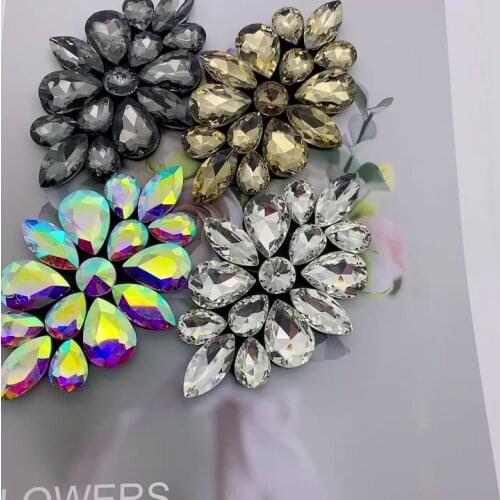 Small Rhinestone Applique Patch sew on For Wedding Gown Bridal Evening Wear Diamond Design Patch