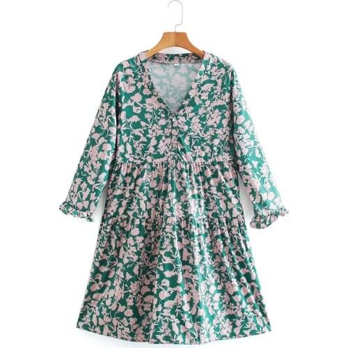 Sweet girl flower print dress baggy straight dress youth party prom dress