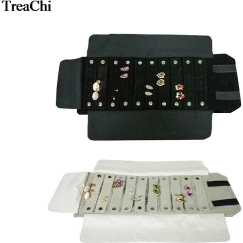 Mini Size Velvet 10 Strips Earring Jewelry Display Pouch Stud Holder Storage Case Earring Organizer Travel Roll Bag 12*16 cm