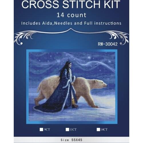Nfairy and white bear ,Counted Cross Stitch 14CT Cross Stitch Sets Wholesale cartoon Cross-stitch Kits Embroidery Needlework