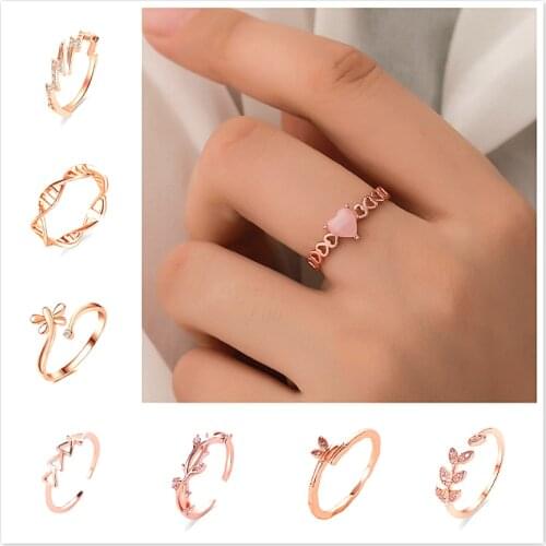 2020 New Shine Ring Adjustable Rings Golden Zircon Women Girls Bride Jewelry Elegant Rings Female Wedding Jewelry