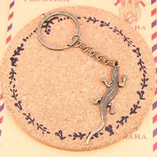 New Fashion Bronze Pendant Metal Key Chains Accessory,28mm Key Ring Vintage lizard gecko Keychain