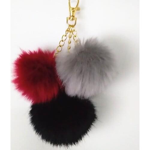 New 3 Pompon Key Chain 6 cm Fluffy Fake Fur Ball Key Ring Cute Pendant Bag Charming Car Key Holder Personality Gifts