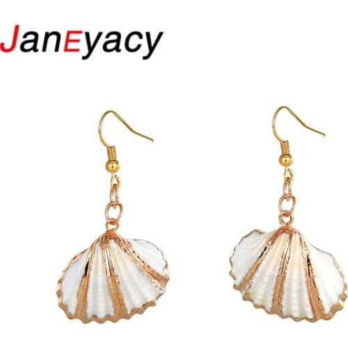 Janeyacy New Brand Earrings Natural Conch Shell Earrings Girl Brincos Europe Fashion Women Earrings Natural Jewelry Pendientes