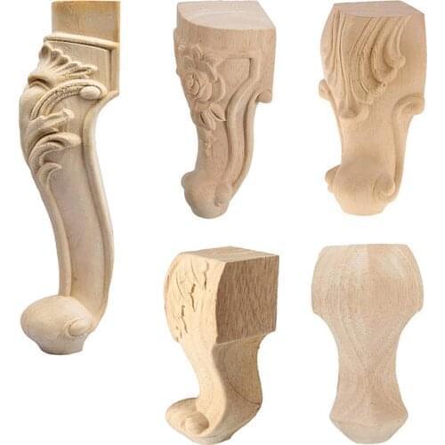 1pcs Wooden Carving Furniture Legs Solid wooden European Style Art Carved TV Cabinet Seat Feet No Painting New Drop Shipping