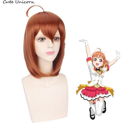 LoveLive Sunshine Takami Chika cosplay Wig Love Live short Synthetic Fake Hair Heat Resistant Fiber Women Halloween Costume Wigs