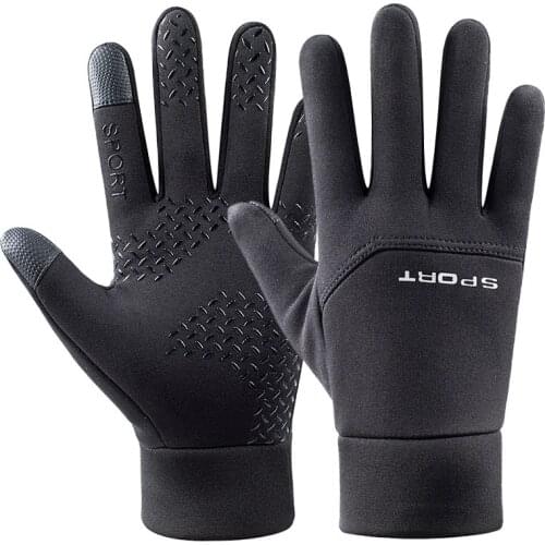 Autumn Winter Add Velvet Gloves Touch Screen Anti-Skid Reflective Waterproof Windproof Warm Skiing Cycling Sports Mens Gloves