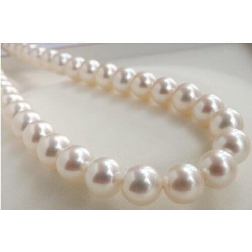 Rare 9-10mm AAA south sea white natural baroque pearl necklace 50"AAA