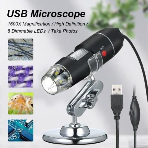 Adjustable 1600X 2MP 8 LED Digital Microscope Handheld Portable Digital USB Magnifier Electronic HD Magnification Endoscope