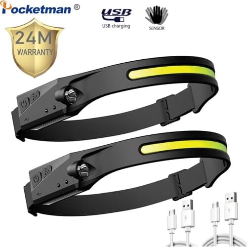 Most Powerful 35000LM COB LED Headlamp Waterproof Headlight Motion Sensor Head Lamp USB Rechargeable Head Light Head Torch