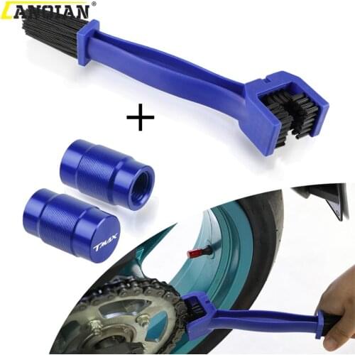 Motorcycle Chain Cleaning Maintenance Brush Vehicle Wheel Tire Valve Stem Caps Covers For YAMAHA TMAX 500 530 560 TMAX530 SX DX