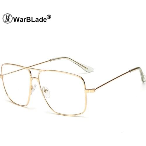 WarBLade 2020 Retro Gold Metal Frame Sunglasses Brand Clear Lens Glasses Square Vintage Myopia Sun Glasses for Men Sunglass