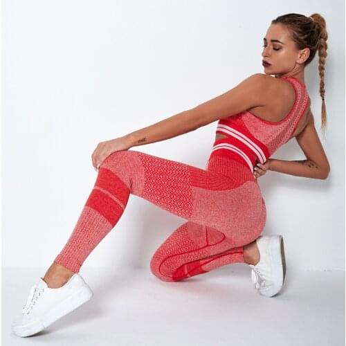 Knitted seamless hollow peach buttocks yoga pants sports yoga bra workout clothes suit