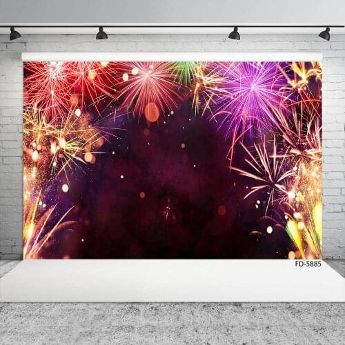 Splendid Fireworks Flare Photography Backdrop Custom Background Fond Photo for Children Baby Portrait New Year Party Photophone