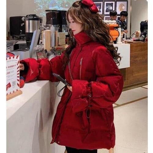 Off Season Down Jacket Womens 2021 New Bright Silk Medium And Long Small Man Winter Thickened Net Red And White Duck Down Jacke
