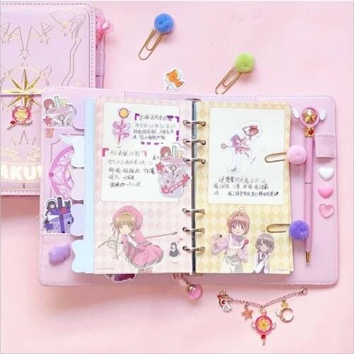 Card Captor CardCaptor Sakura Pink Techo Refillable Notebook Cosplay Dairly Student Notebooks Binder Planner Gift Anime Prop