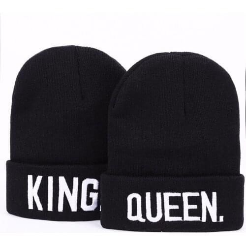 King Queen Winter Hats Couple Bonnet Hip Hop Hot Sale For Men Women Outdoor Ski Sports Warm Knitted Cap Skullies Beanies