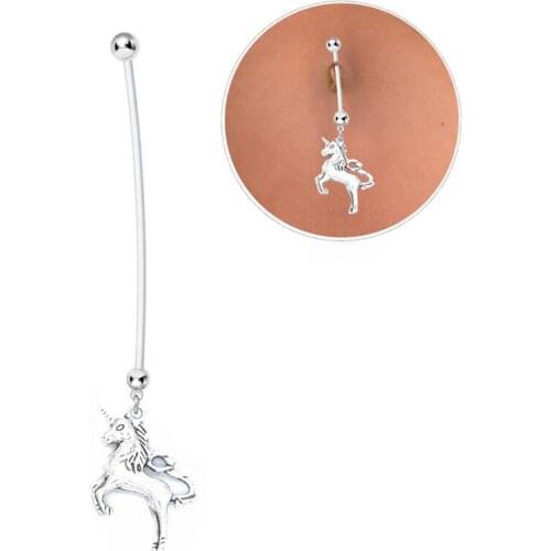 1PC 2020 Fashion jewelry Unicorn Dangle Navel Belly Button Ring Bar Sexy Pregnant Body Piercing Jewelry for women Navel Piercing