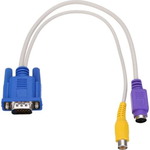1pc Portable 15-Pin VGA To RCA S-Video Converter Adapter Video Cable Suitable for PC