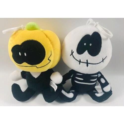 12cm Friday Night Funkin Pump And Skid Plush Toys With Sound Kawaii Soft Stuffed Dolls Kids Gifts Plushie Bag Pendants Decor