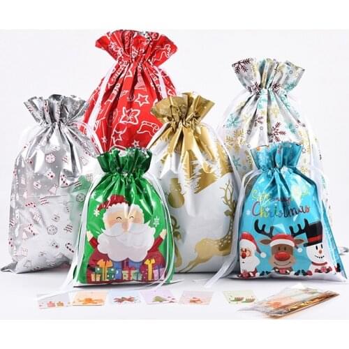 2022 Christmas Gift Bag Pouches Extra Large New Year Gift Candy Bags Laser Printing For Christmas Package Decoration PE Xmas Bag