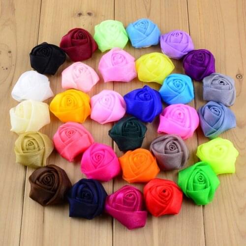 30pcs/lot 30 Color U Pick 1.5 Inch Rolled Chiffon Gauze Rose Flowers Hand Bouquet Rosettes DIY girls Hair Accessories MH30