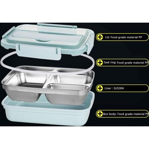 304 Stainless Steel Lunch Box Containers with Compartments Portable Bento Food Container Sealed Leakproof with Tableware