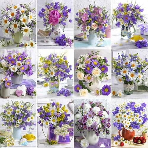 5D DIY Diamond Painting Daisy Flower Pot Diamond Embroidery Flower Cross Stitch Full Square Round Drill Home Decor Manual Gift