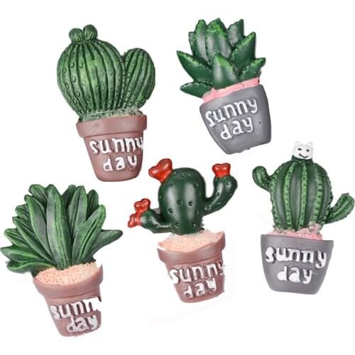 AIJJU 10Pcs Simulation Resin Cactus Potted Paster DIY Materials Phone Shell/Kids Hairpin/Fridge Magnet Decorate Accessories