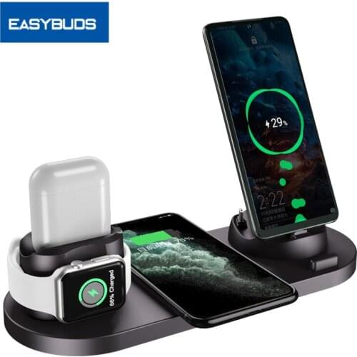 EASYBUDS 6in1 Wireless Fast Charger Dock Station For Android For Apple IPhone Watch AirPods 10w QI Magnetic Charging Holder