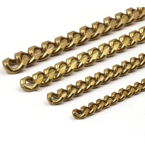 1 Meter Solid Brass Flat Head Bags Chain Open Curb Link Necklace Wheat Chain None-polished Bags Straps Parts DIY Accessories